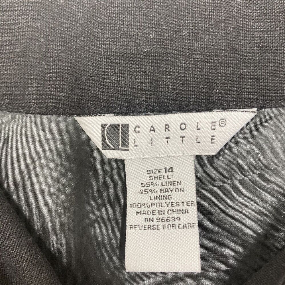Carole Little Skirt Womens 14 Black Linen Rayon Midi Sequin Embroidered Lined - Picture 13 of 14